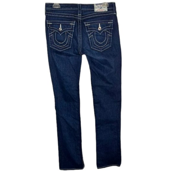 True Religion Slim Straight Flap Pocket Jeans w/Swarovski Crystals - 31 - Picture 5 of 12